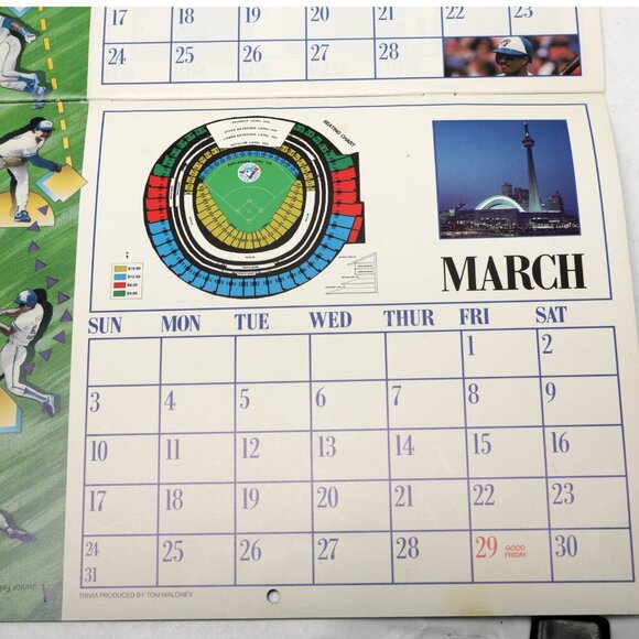 Vintage Toronto Blue Jays 1990/1992 Baseball Season Calendars & Pro Stats Chart - Picture 9 of 15